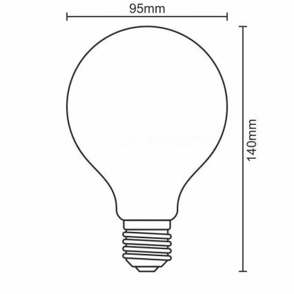 LED Žiarovka FILAMENT SHAPE G95 E27/4W/230V 1800K žltá