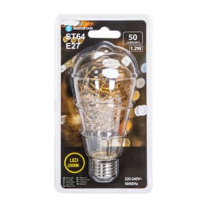 LED Žiarovka FILAMENT ST64 E27/1,2W/230V 2500K - Aigostar