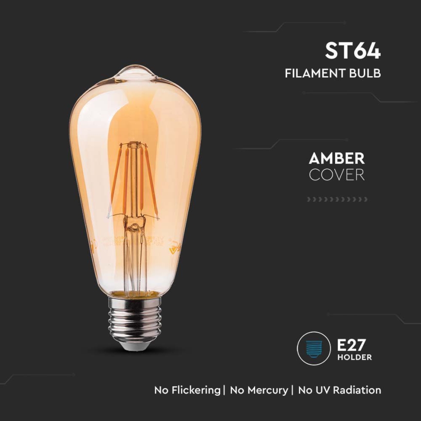 LED Žiarovka FILAMENT ST64 E27/6W/230V 2200K