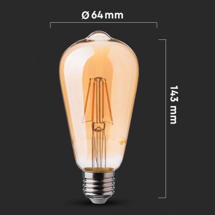 LED Žiarovka FILAMENT ST64 E27/6W/230V 2200K