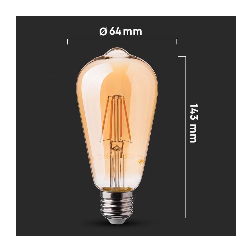 LED Žiarovka FILAMENT ST64 E27/6W/230V 2200K