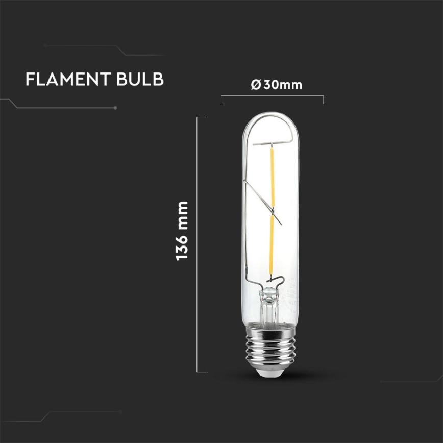 LED Žiarovka FILAMENT T30 E27/2W/230V 3000K
