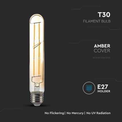 LED Žiarovka FILAMENT T30 E27/6W/230V 2200K