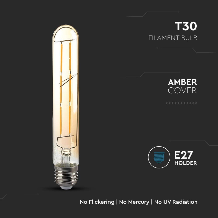 LED Žiarovka FILAMENT T30 E27/6W/230V 2200K