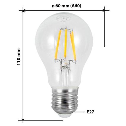 LED Žiarovka FILAMENT VINTAGE A60 E27/7W/230V 2700K