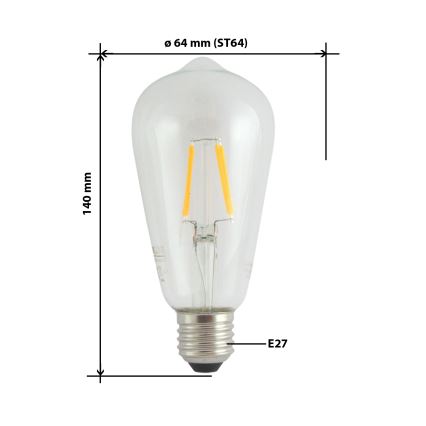 LED Žiarovka FILAMENT VINTAGE ST64 E27/4W/230V 2700K