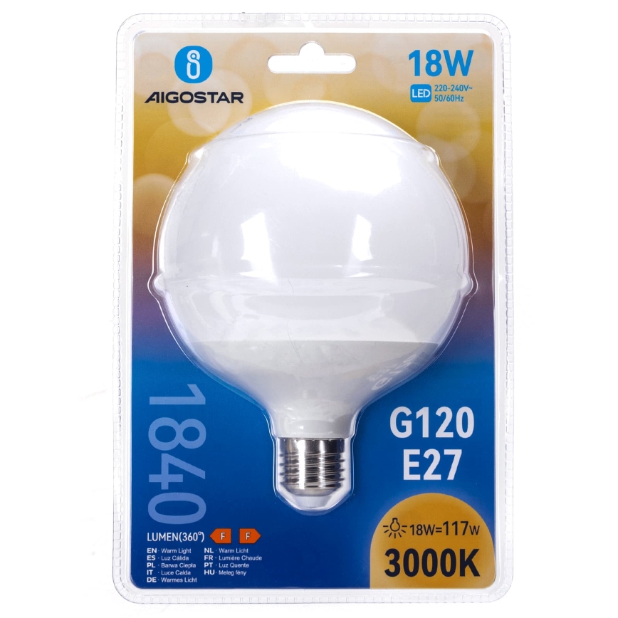 LED Žiarovka G120 E27/18W/230V 3000K - Aigostar
