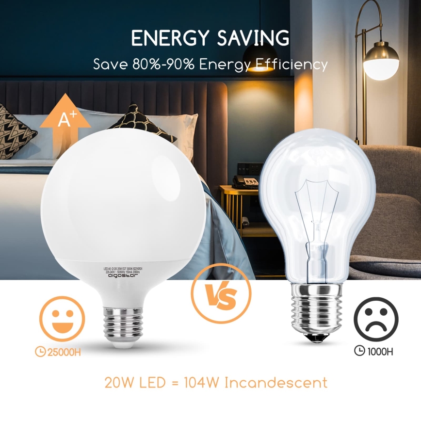 LED Žiarovka G120 E27/20W/230V 3000K - Aigostar