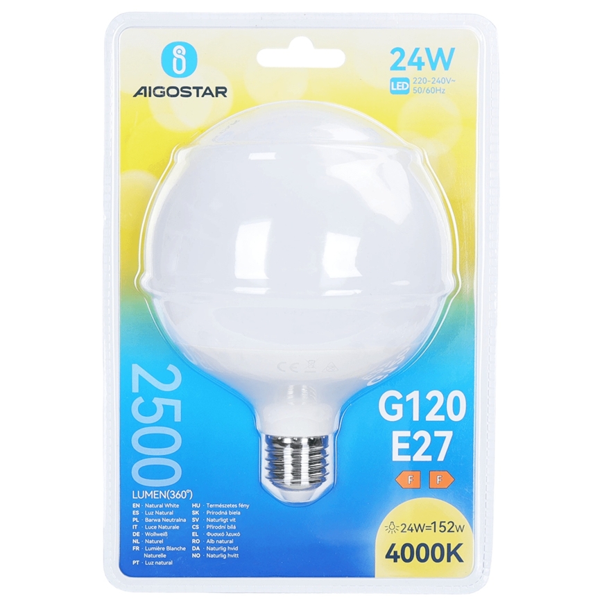 LED žiarovka G120 E27/24W/230V 4000K - Aigostar