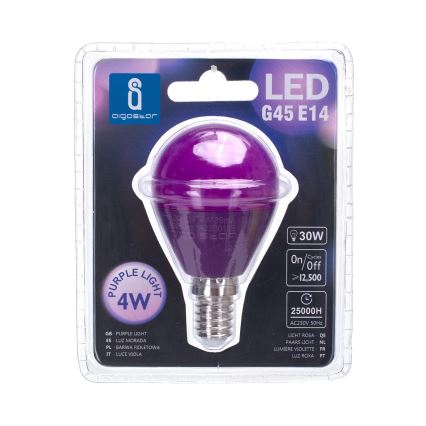 LED Žiarovka G45 E14/4W/230V fialová - Aigostar