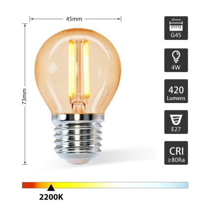 LED Žiarovka G45 E27/4W/230V 2200K - Aigostar