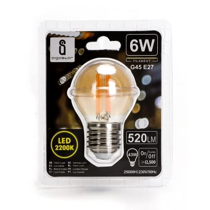 LED Žiarovka G45 E27/6W/230V 2200K - Aigostar