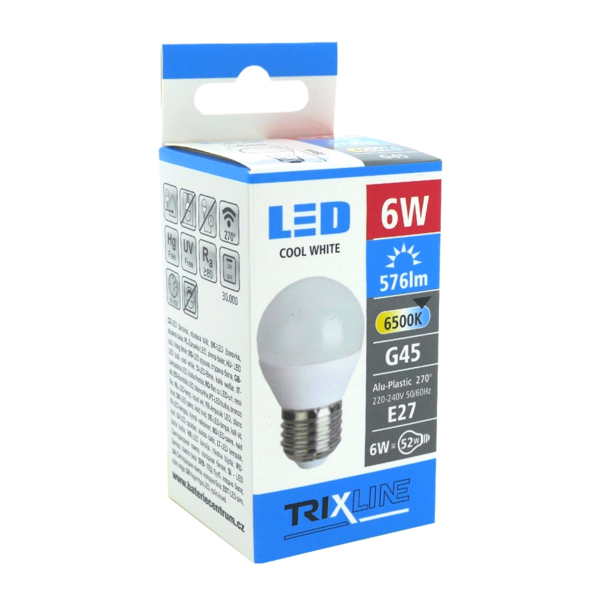 LED Žiarovka G45 E27/6W/230V 6500K