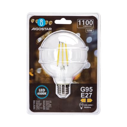 LED Žiarovka G95 E27/10W/230V 6500K - Aigostar