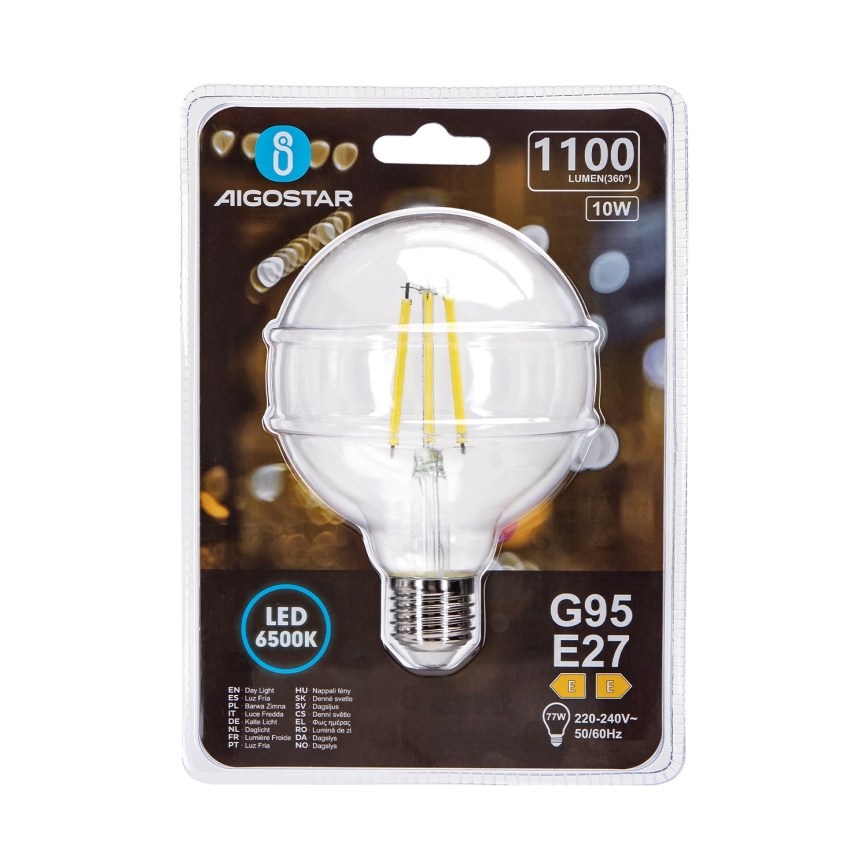 LED Žiarovka G95 E27/10W/230V 6500K - Aigostar
