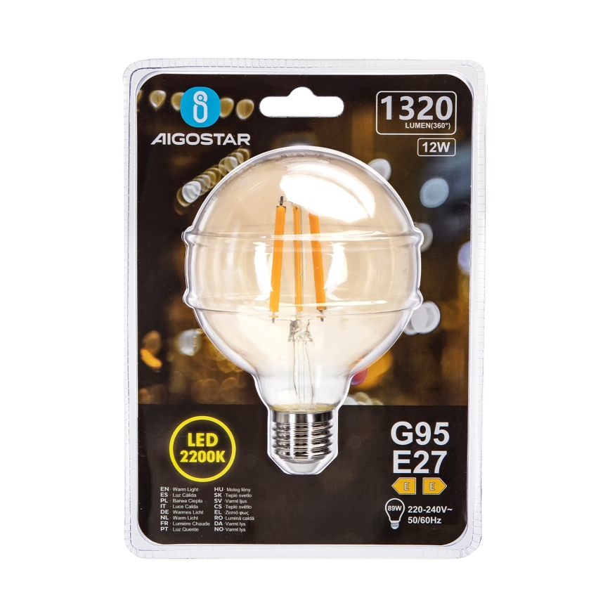LED Žiarovka G95 E27/12W/230V 2200K - Aigostar