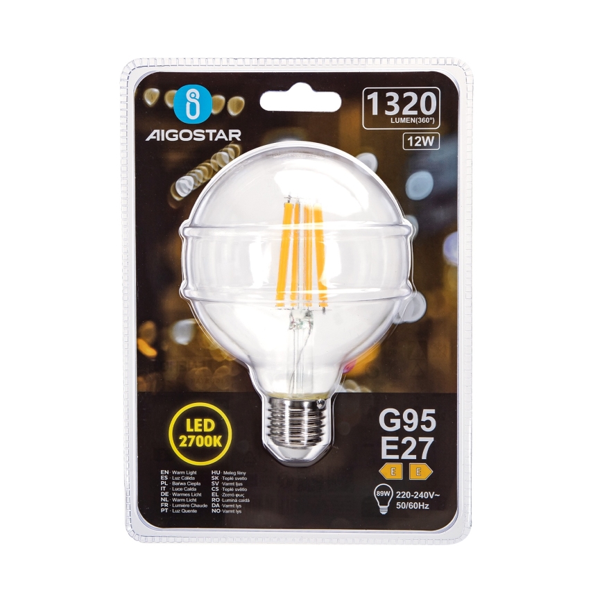 LED Žiarovka G95 E27/12W/230V 2700K - Aigostar