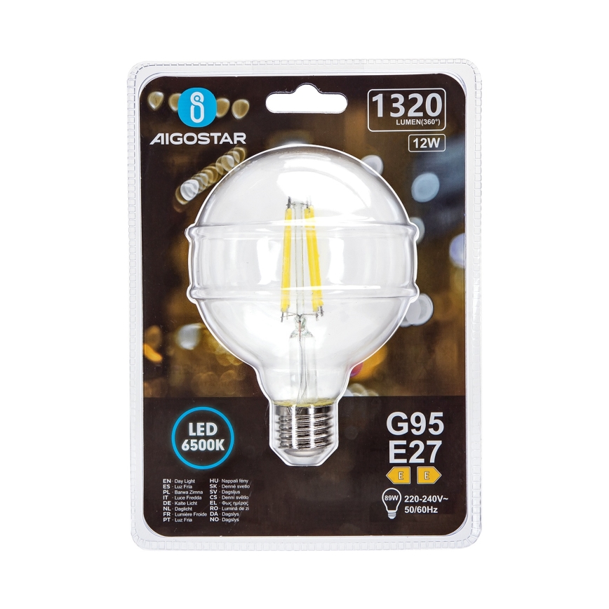 LED Žiarovka G95 E27/12W/230V 6500K - Aigostar