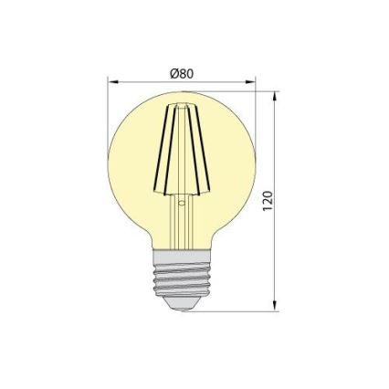 LED Žiarovka LEDSTAR AMBER G80 E27/8W/230V 2200K