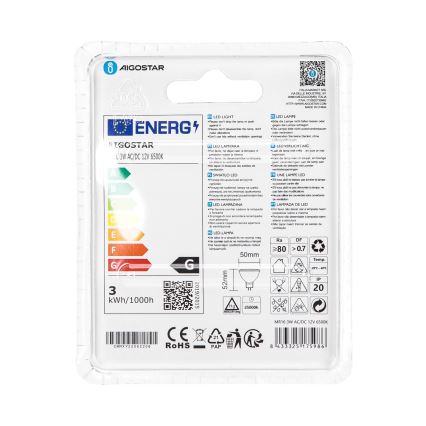 LED Žiarovka MR16 GU5,3/3W/12V 6500K - Aigostar