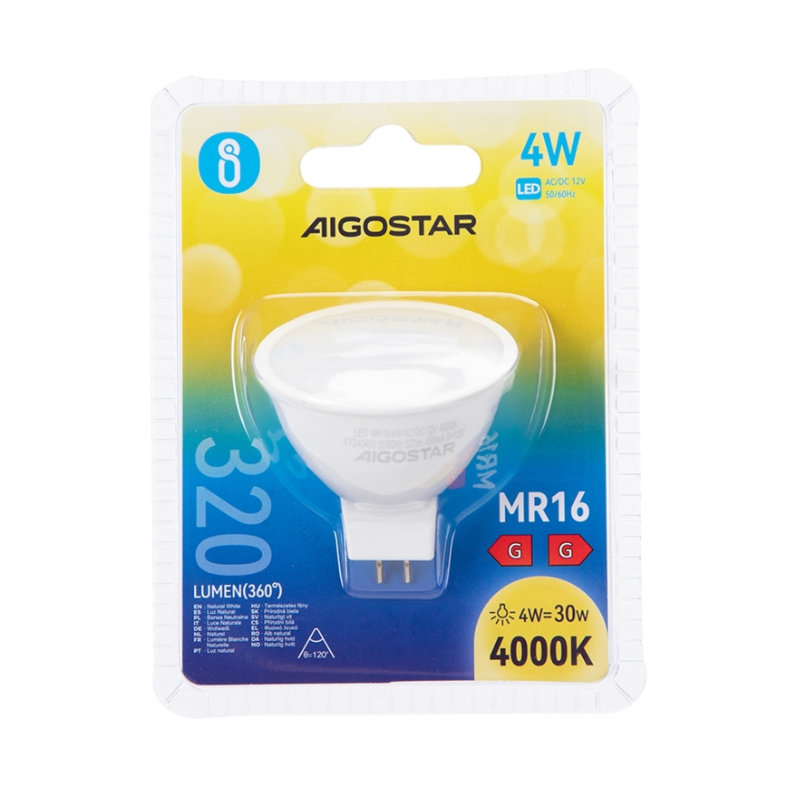 LED Žiarovka MR16 GU5,3/4W/12V 4000K - Aigostar
