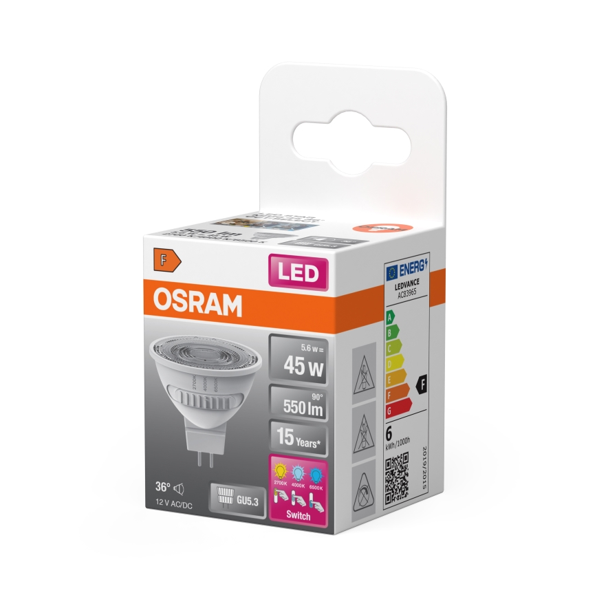 LED žiarovka MR16 GU5,3/5,6W/12V 2700/4000/6500K 36° - Osram