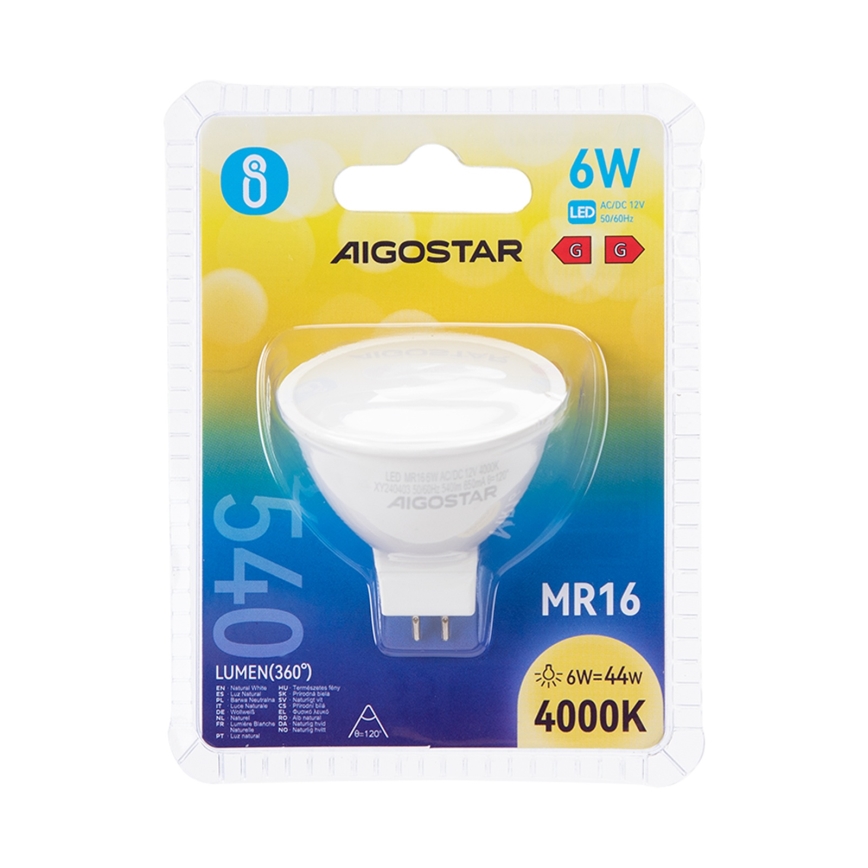 LED Žiarovka MR16 GU5,3/6W/12V 4000K - Aigostar