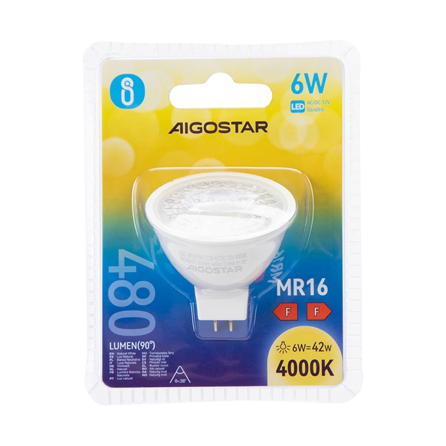 LED Žiarovka MR16 GU5,3/6W/12V 4000K - Aigostar