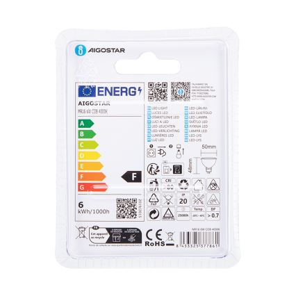 LED Žiarovka MR16 GU5,3/6W/12V 4000K - Aigostar