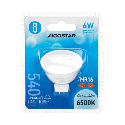 LED Žiarovka MR16 GU5,3/6W/12V 6500K - Aigostar