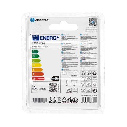 LED Žiarovka MR16 GU5,3/6W/12V 6500K - Aigostar