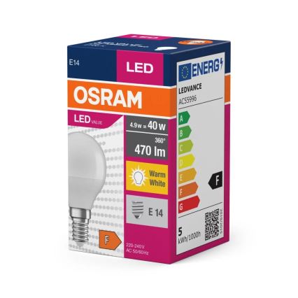 LED Žiarovka P40 E14/4,9W/230V 2700K - Osram