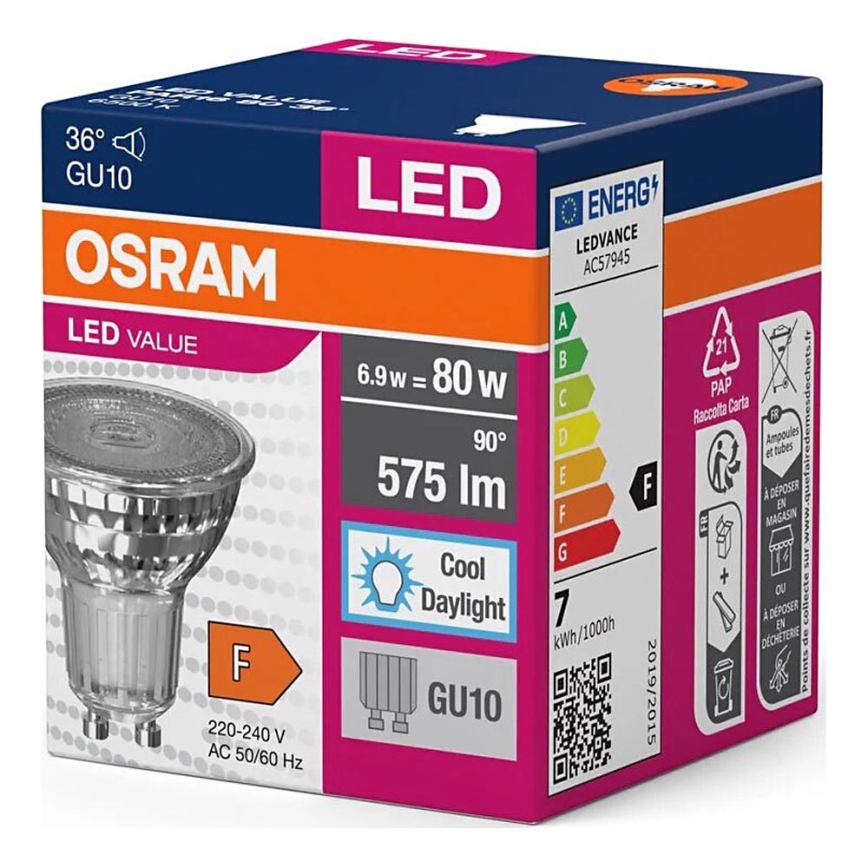 LED Žiarovka PAR16 GU10/6,9W/230V 6500K - Osram