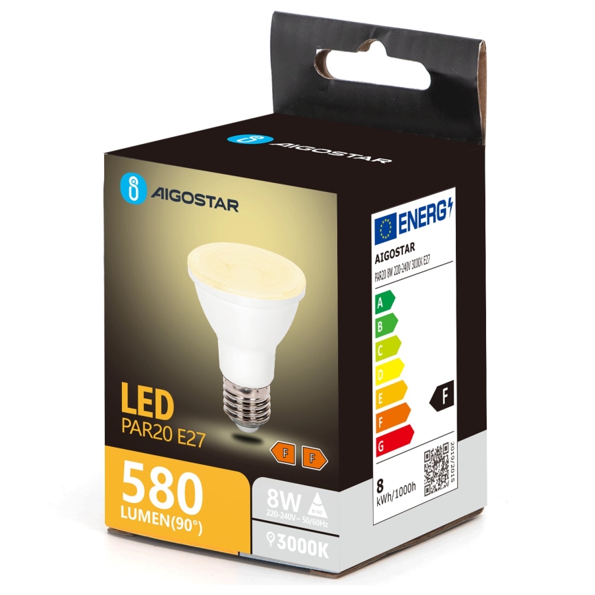 LED Žiarovka PAR20 E27/8W/230V 3000K - Aigostar