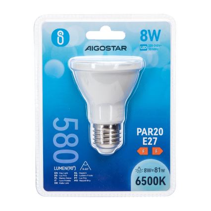 LED Žiarovka PAR20 E27/8W/230V 6500K - Aigostar