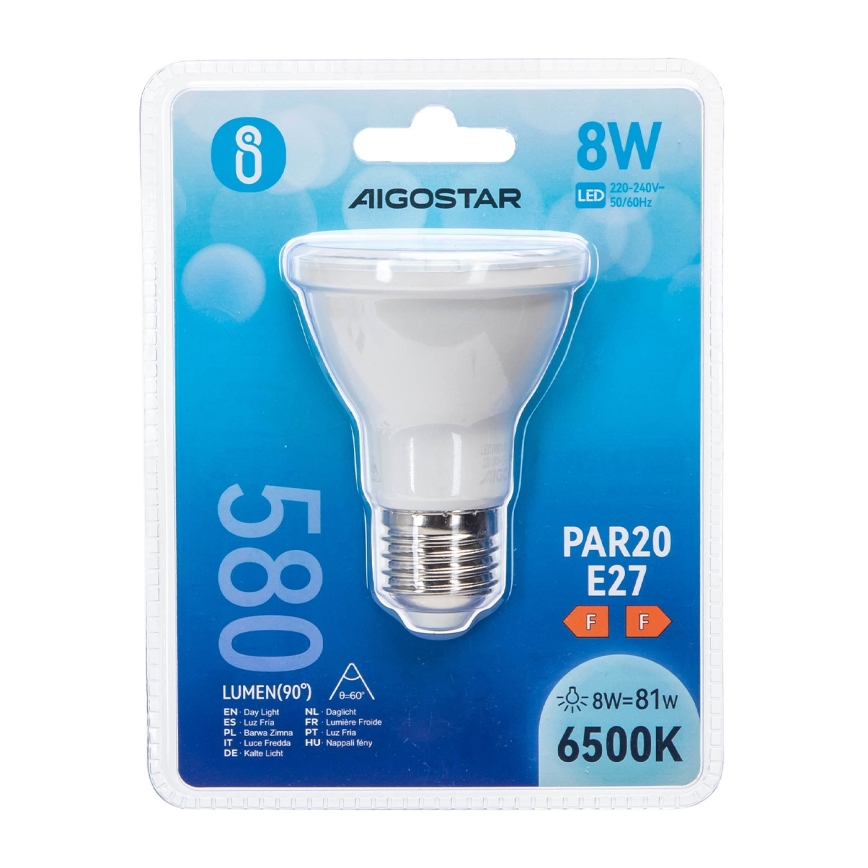 LED Žiarovka PAR20 E27/8W/230V 6500K - Aigostar