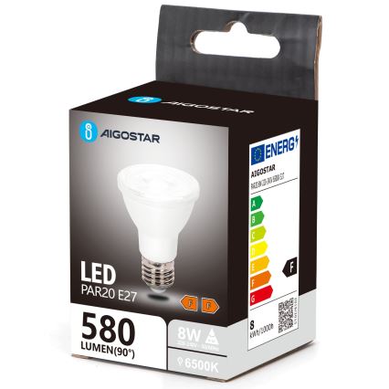 LED Žiarovka PAR20 E27/8W/230V 6500K - Aigostar