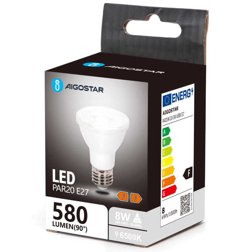 LED Žiarovka PAR20 E27/8W/230V 6500K - Aigostar