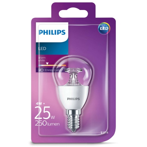 LED Žiarovka Philips E14/4W/230V - LUSTER číra