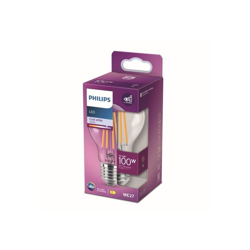 LED Žiarovka Philips E27/10,5W/230V 4000K