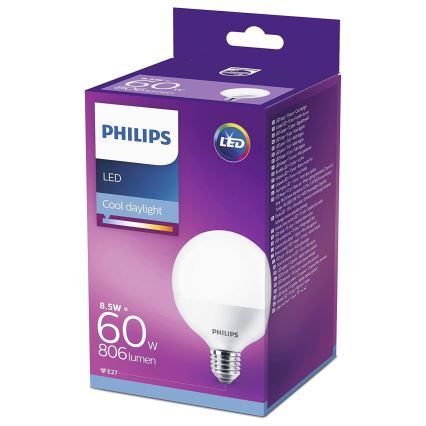 LED Žiarovka Philips G95 E27/8,5W/230V 6500K