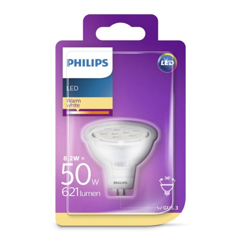LED Žiarovka Philips GU5,3/MR16/8,2W/12V 2700K