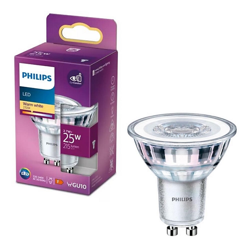 LED Žiarovka Philips PAR16 GU10/2,7W/230V 2700K