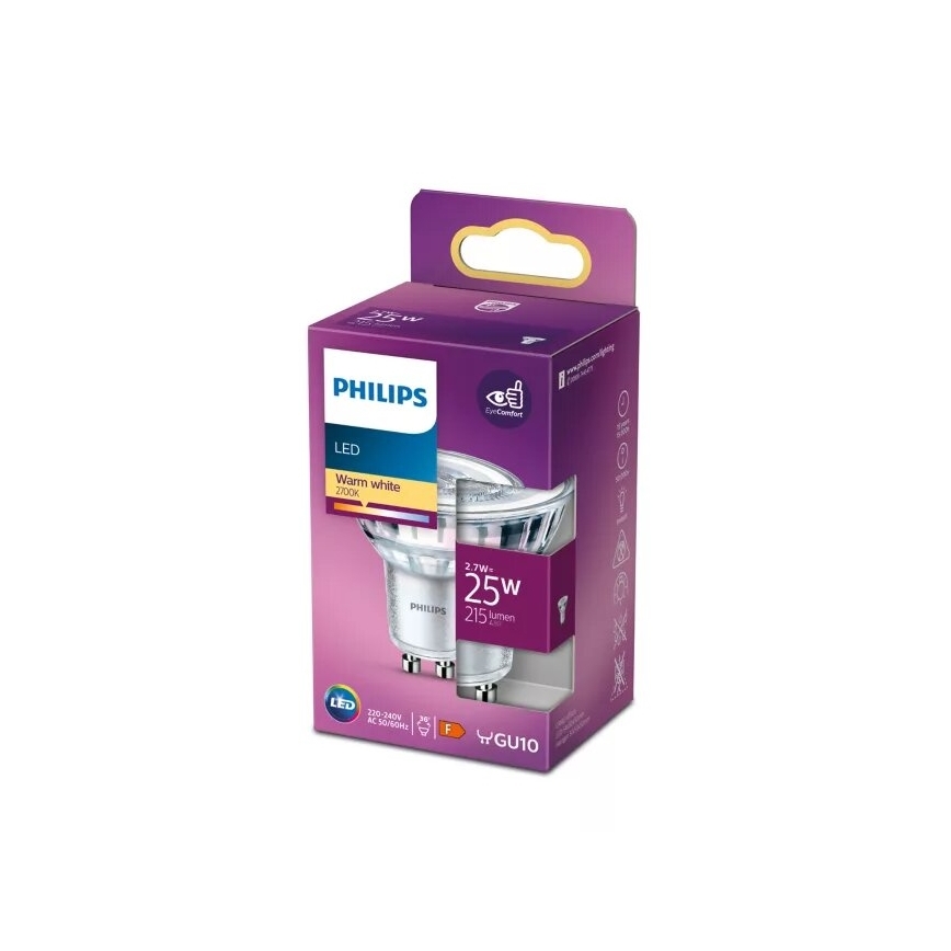 LED Žiarovka Philips PAR16 GU10/2,7W/230V 2700K