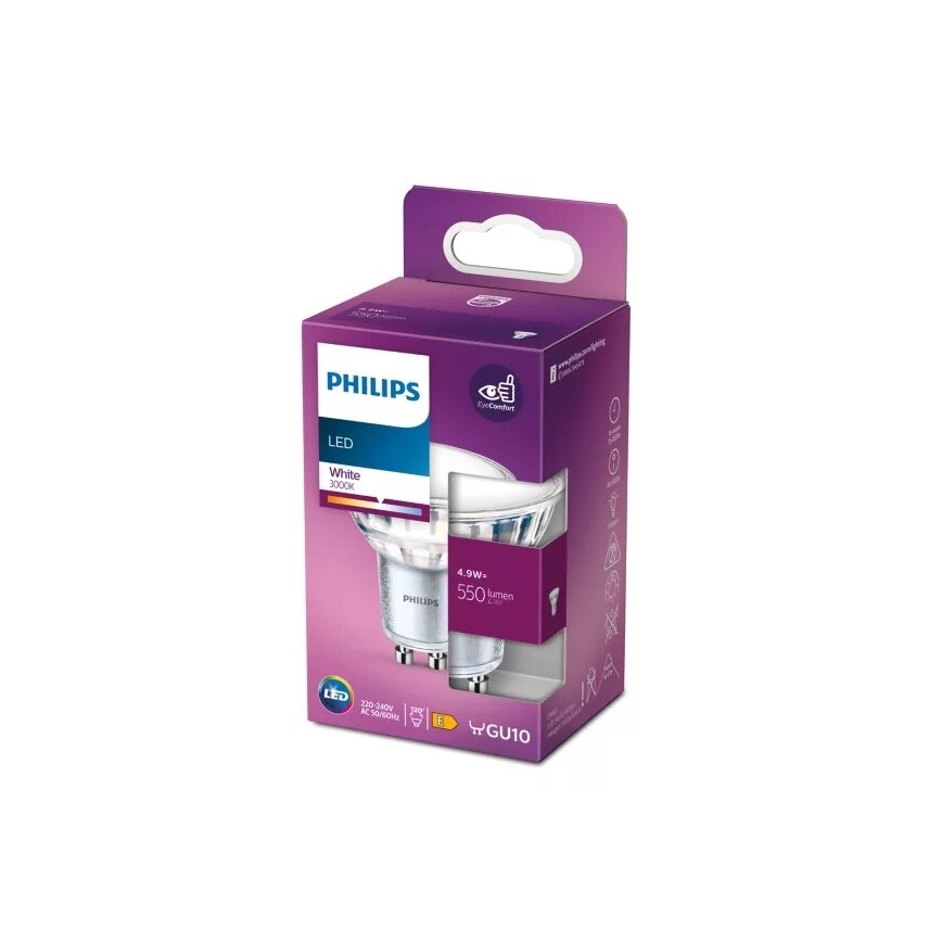 LED Žiarovka Philips PAR16 GU10/4,9W/230V 3000K
