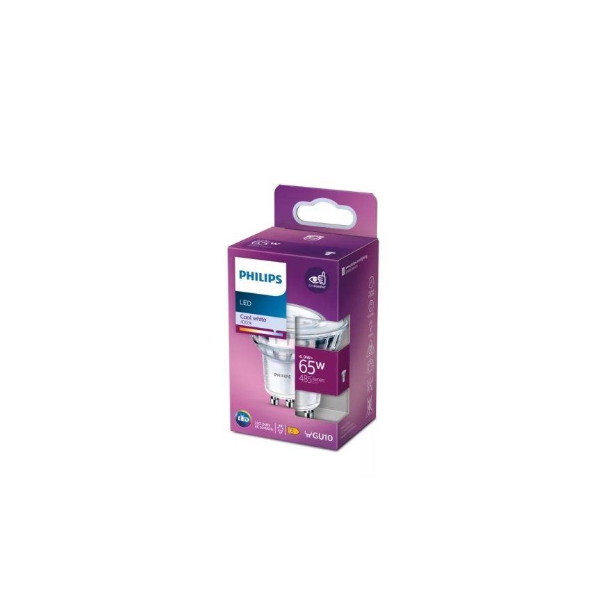 LED Žiarovka Philips PAR16 GU10/4,9W/230V 4000K