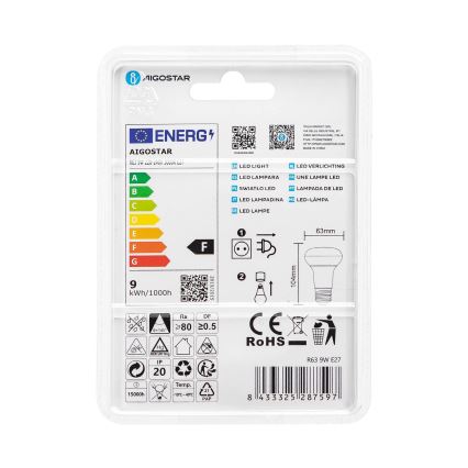 LED Žiarovka R63 E27/9W/230V 3000K - Aigostar