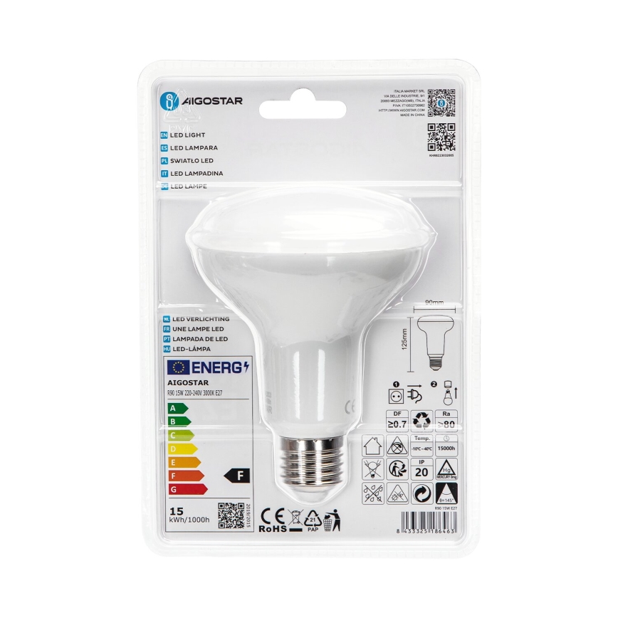 LED Žiarovka R90 E27/15W/230V 3000K - Aigostar