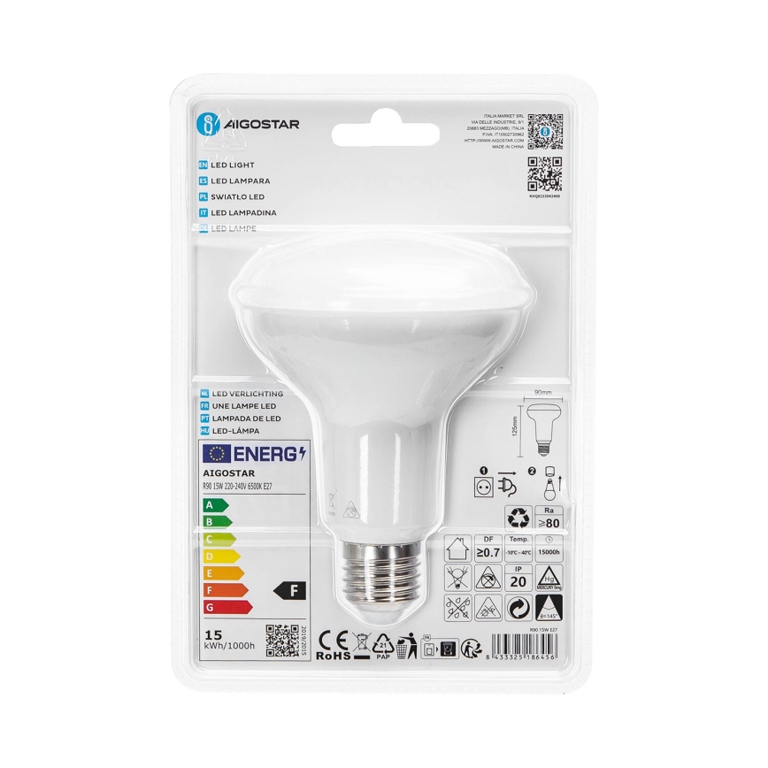 LED Žiarovka R90 E27/15W/230V 6500K - Aigostar