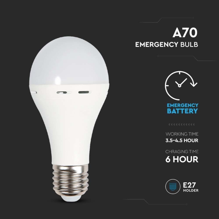 LED Žiarovka s núdzovým režimom A70 E27/9W/230V 4000K